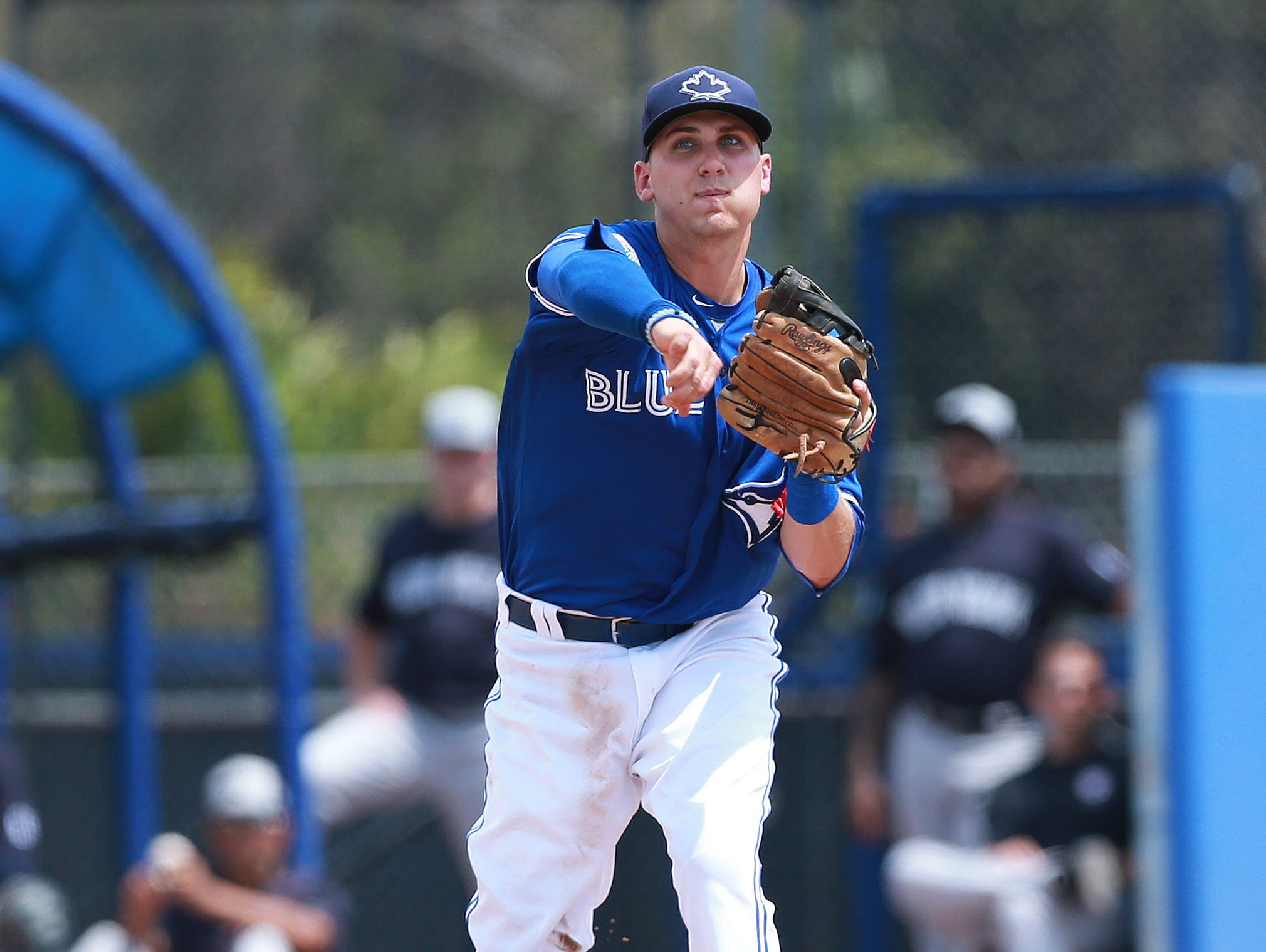 Rocky Mountain graduate Andy Burns, shown in a spring training game, made his MLB debut with the Toronto Blue Jays this week.