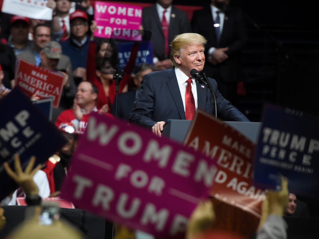 President Trump speaks at a rally at Municipal Auditorium in Nashville.