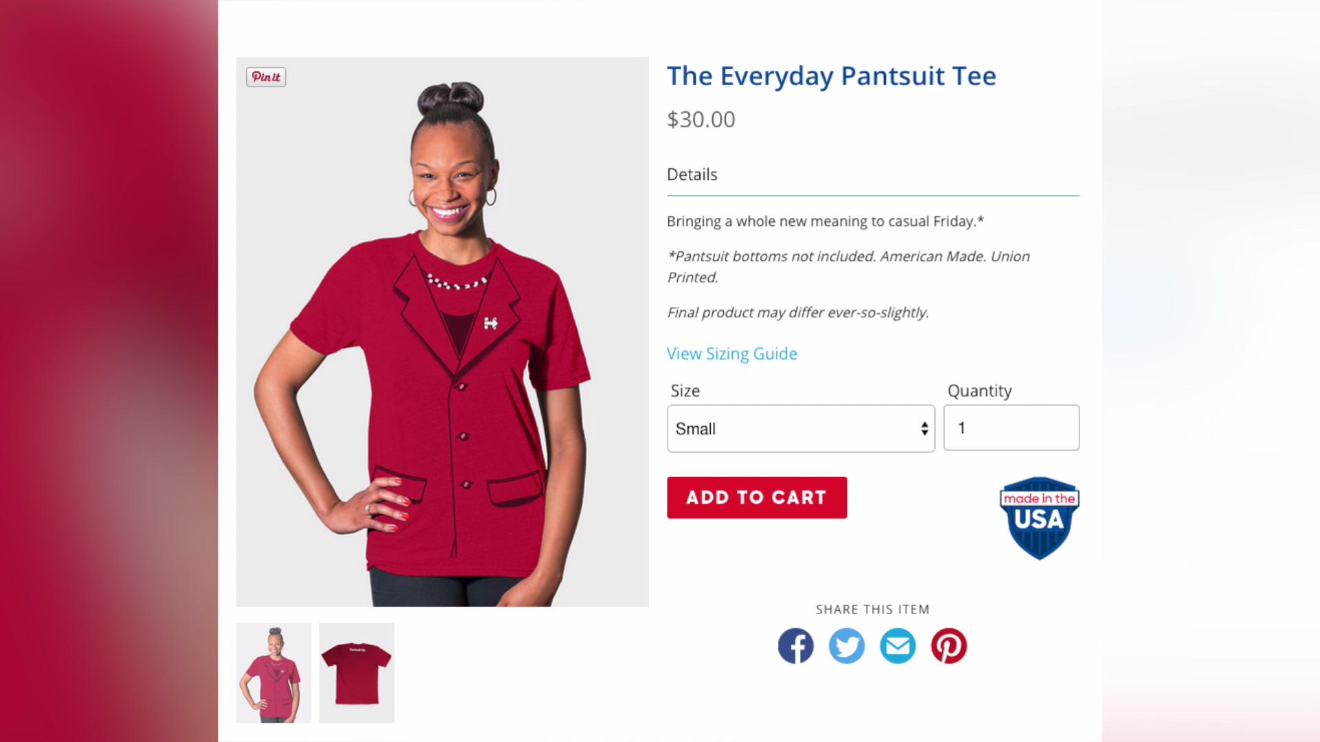 You can now buy a Hillary Clinton pantsuit t-shirt and more