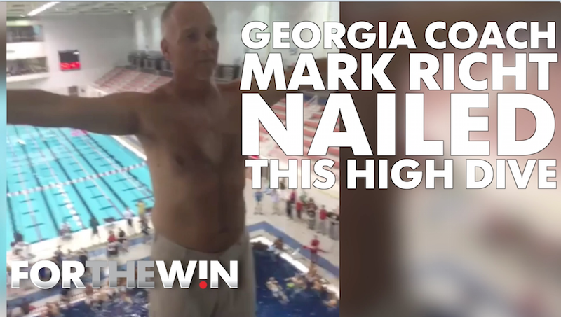 Georgia coach Mark Richt NAILED this high dive