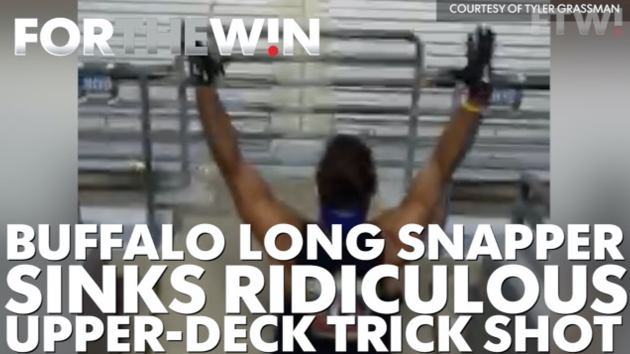 Buffalo long snapper sinks ridiculous trick shot from upper deck