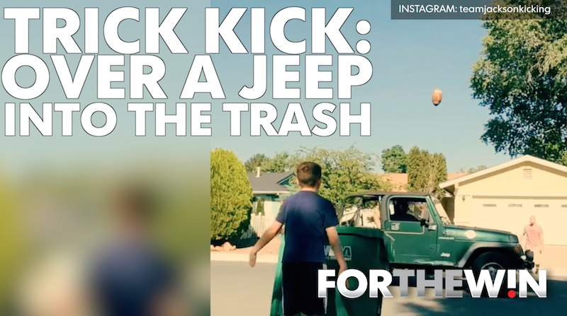 Trick kick: Over a Jeep, into the trash