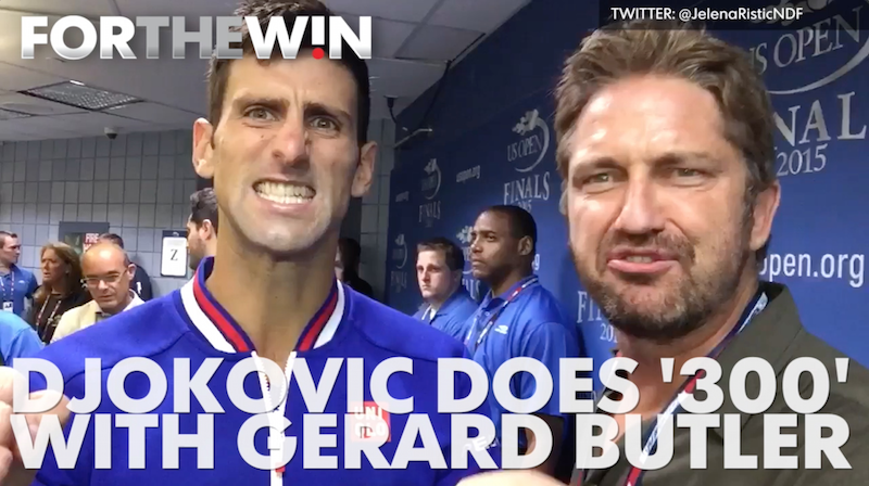 Djokovic yelled 'This is Sparta!' with Gerard Butler