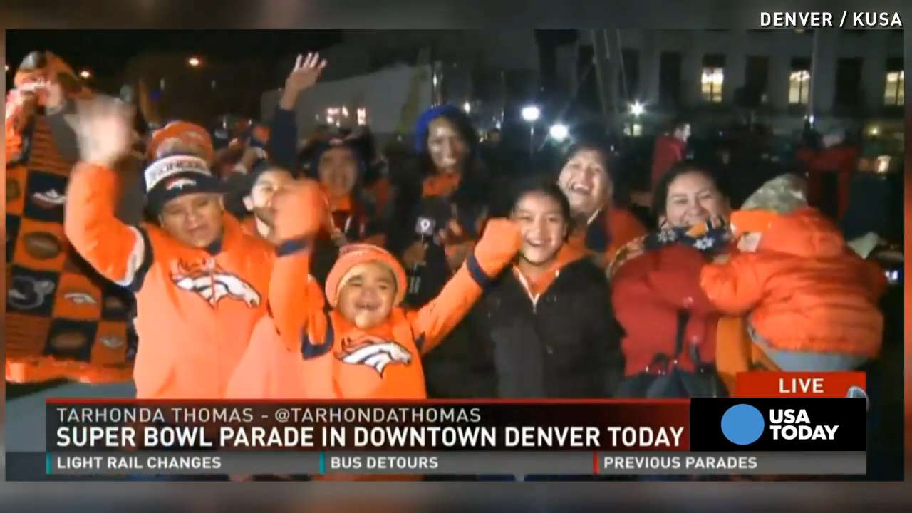 Broncos fans wait hours in cold before parade