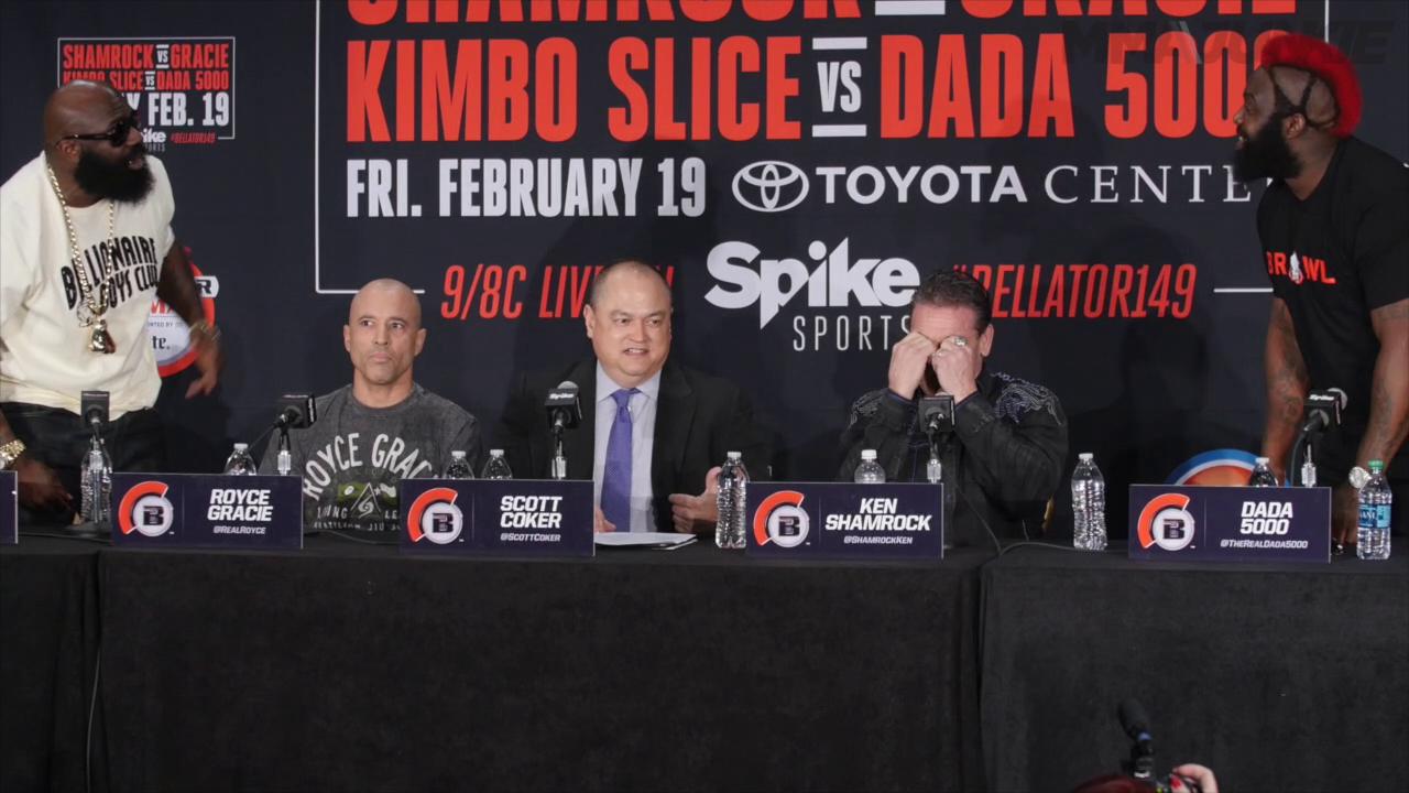 Bellator heavyweights Kimbo Slice and Dada 5000 throw verbal blows ahead of their fight in Houston