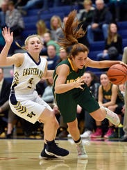 York Catholic's Kate Bauhof drives against Eastern