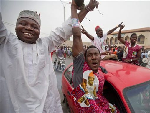 Supporters of opposition candidate Muhammadu Buhari
