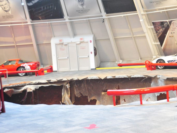 A 40-foot sinkhole at the National Corvette Museum in Bowling Green, Ky., swallowed eight of the cars on display Feb. 12.