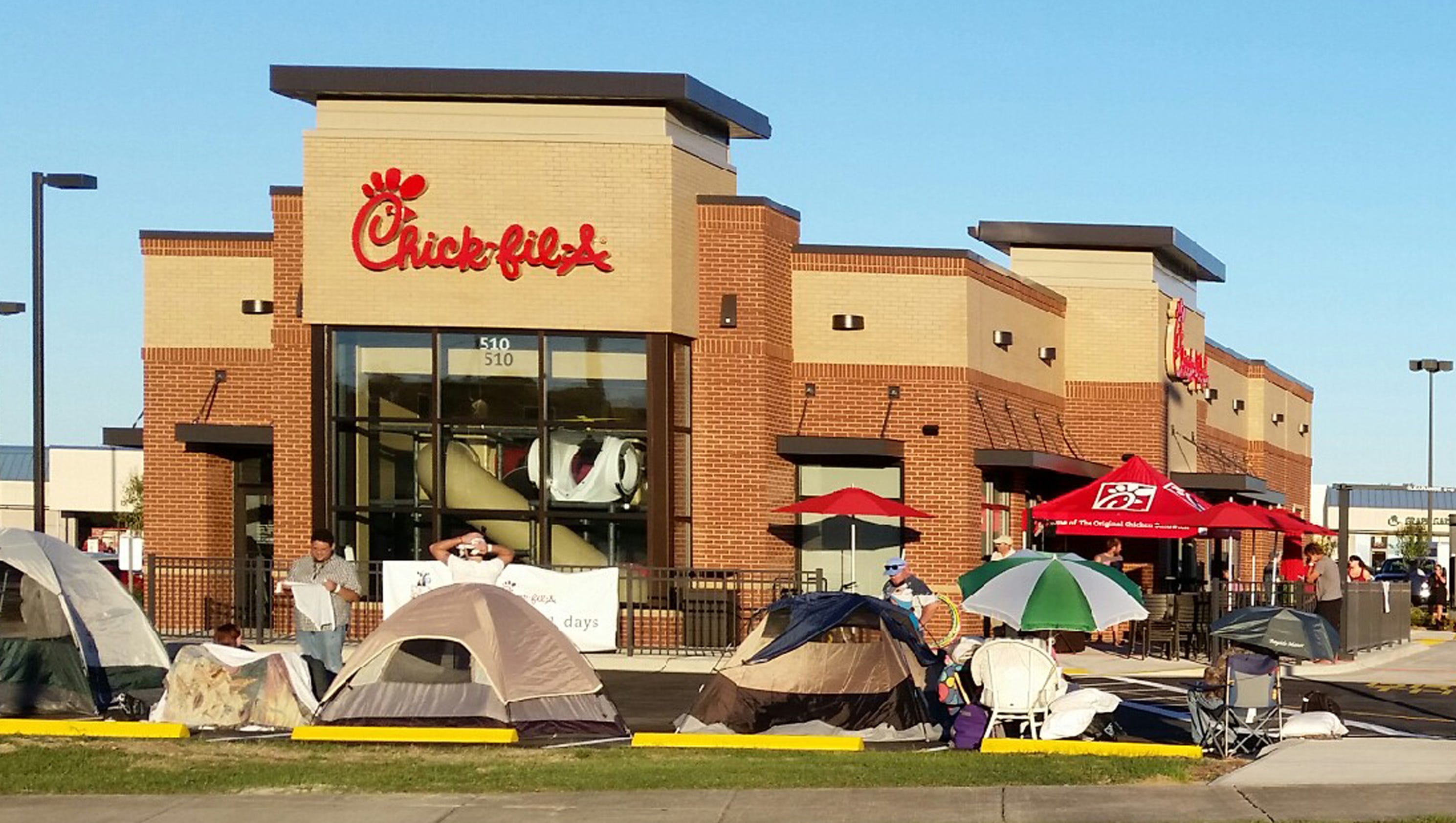 Dozens camp out for ChickfilA for a year