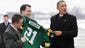 President Obama receives an autographed Green Bay Packers'