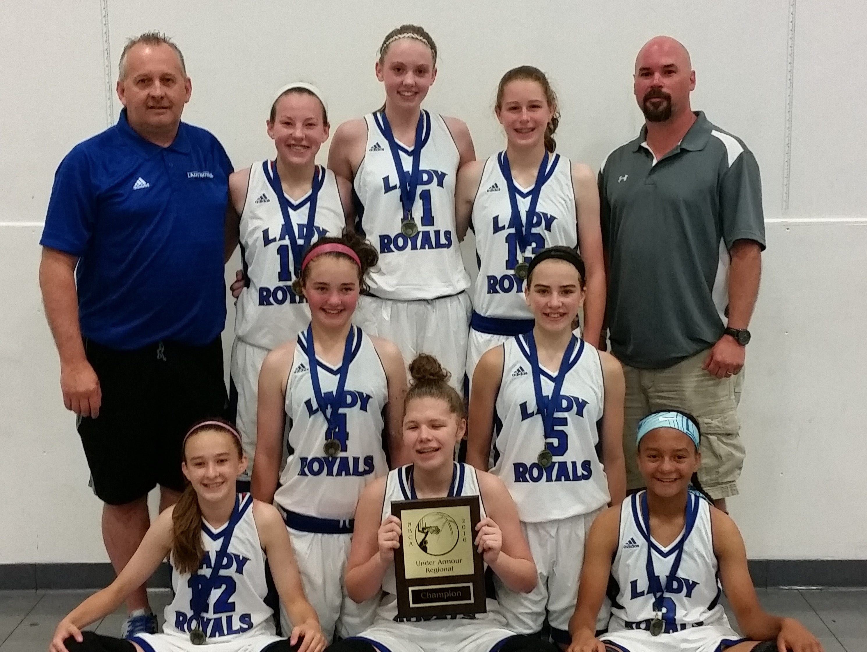 The Western North Carolina Royals seventh-grade basketball team and coaches.