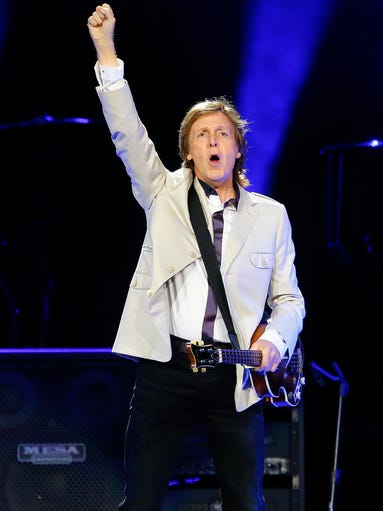 Paul McCartney performs during his 'Out There' world tour Tuesday, Aug. 12,  2014 at US Airways Center in Phoenix, Arizona.
