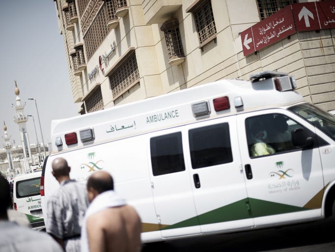 Saudi ambulances arrive with pilgrims who were injured