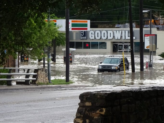 Flooding in downtown Austin on May 25, 2015.