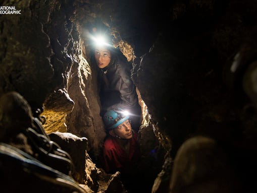 Lee Berger’s daughter, Megan, and underground exploration