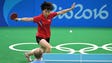 Myong Sun Ri of South Korea competes against Petra