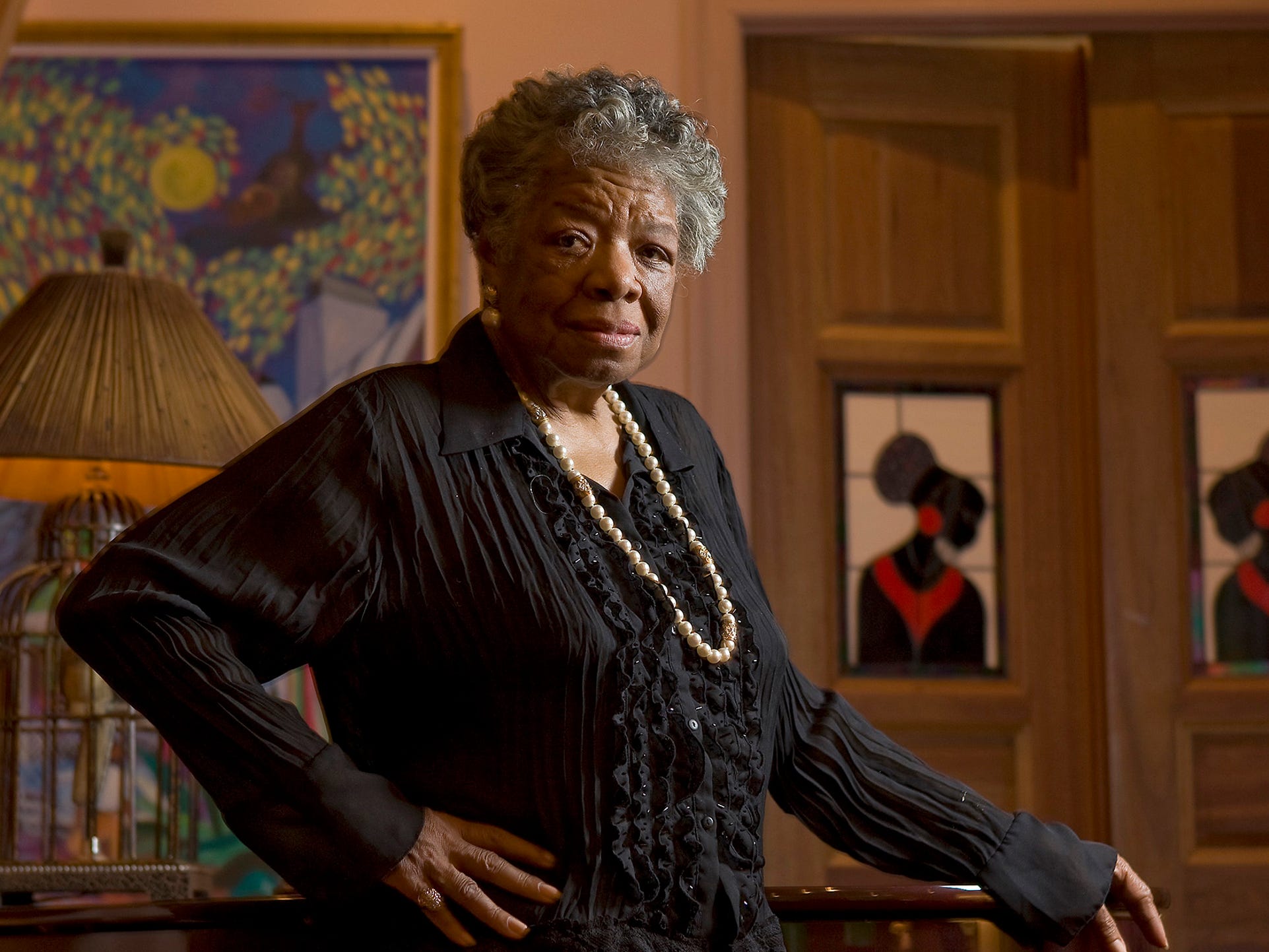 Author and poet Maya Angelou is photographed at home on April 4, 2008, in New York. She died May 28 at the age of 86.