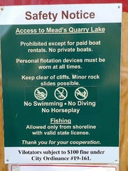 Mead's Quarry Lake notice