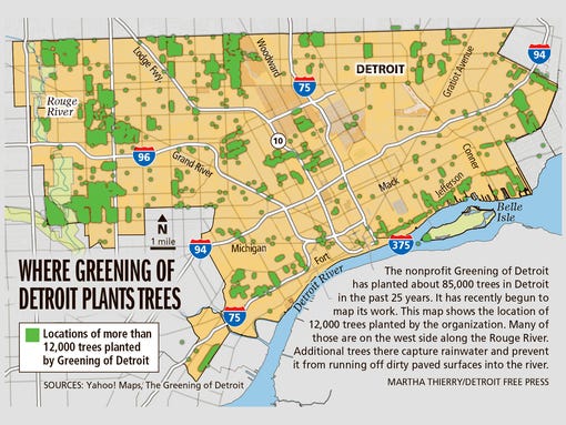 Where Greening of Detroit plants trees