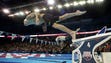 Michael Phelps leaves the starting blocks during the