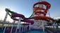 The five water slides at the Norwegian Getaway's Aqua Park include the Whip, a pair of side-by-side twister slides.