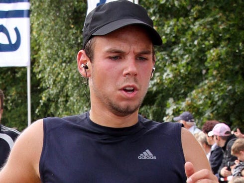 Andreas Lubitz takes part in a road race in Hamburg, Germany, in 2009.