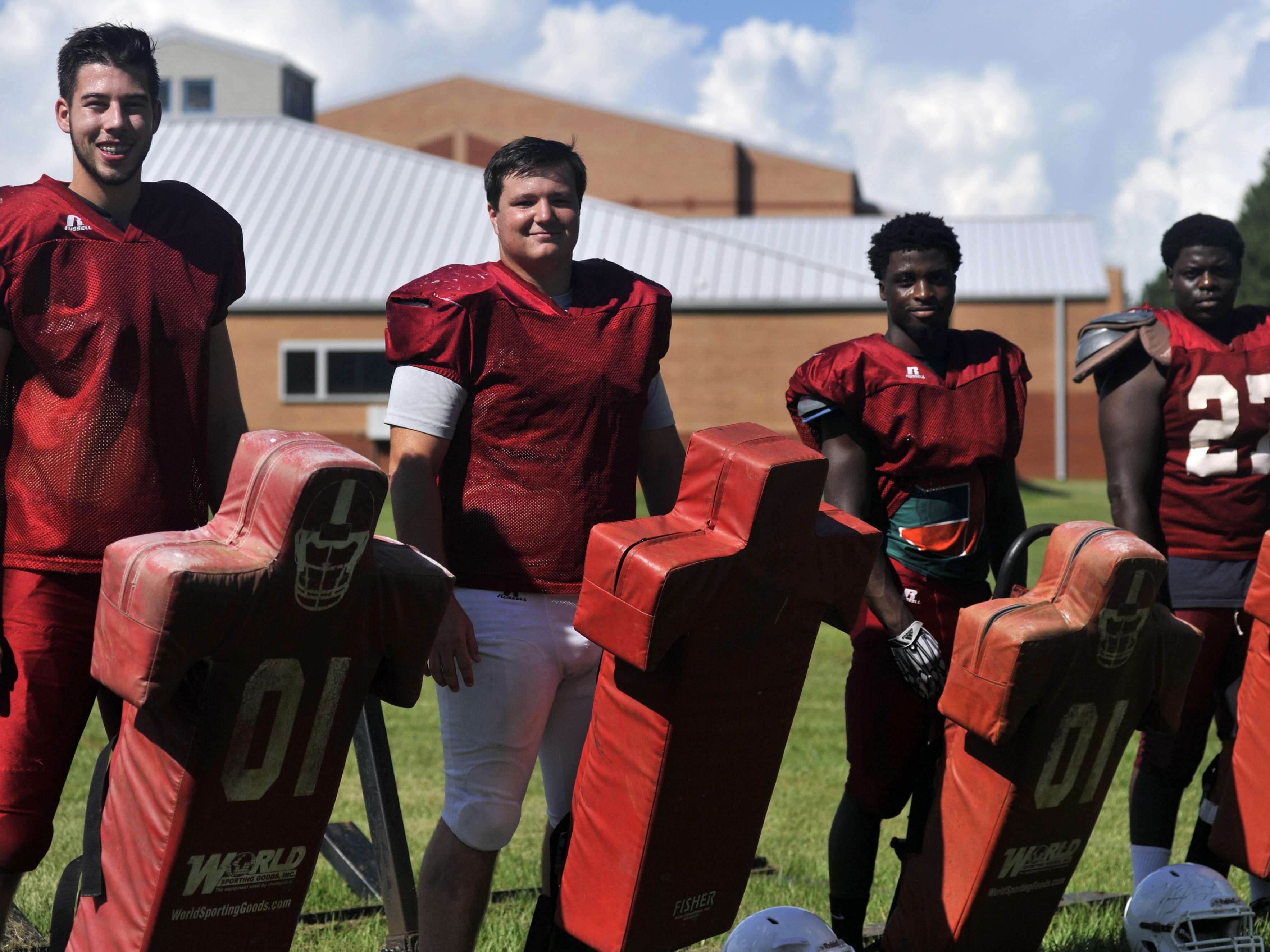 (From left) Seniors Raymond Freeman, Logan McGuffey, Bishod Clark and Caleb Campbell make up a veteran presence in the Tate defense.