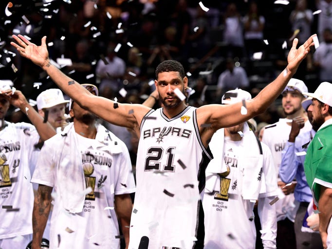 Game 5 in San Antonio: Spurs 104, Heat 87 -- Tim Duncan, the heart and soul of the San Antonio franchise for 17 years, has been the centerpiece of all five Spurs titles.