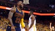 Cleveland Cavaliers forward LeBron James (23) reacts