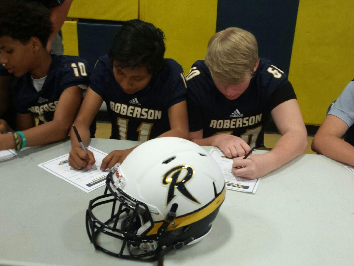 Incoming freshmen for the Roberson football program took part in a "commitment ceremony" earlier this week in Skyland.