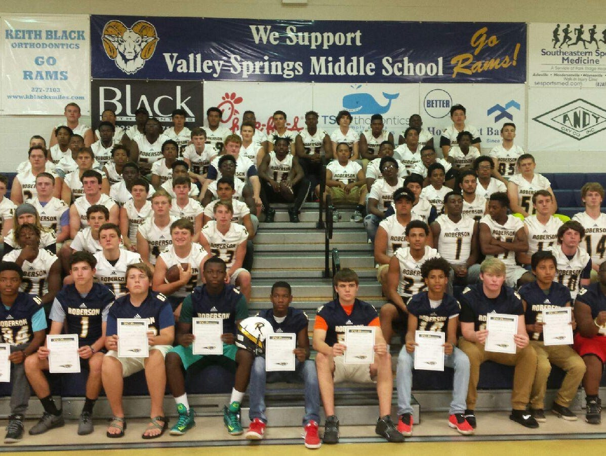 Incoming freshmen for the Roberson football program took part in a "commitment ceremony" earlier this week in Skyland.
