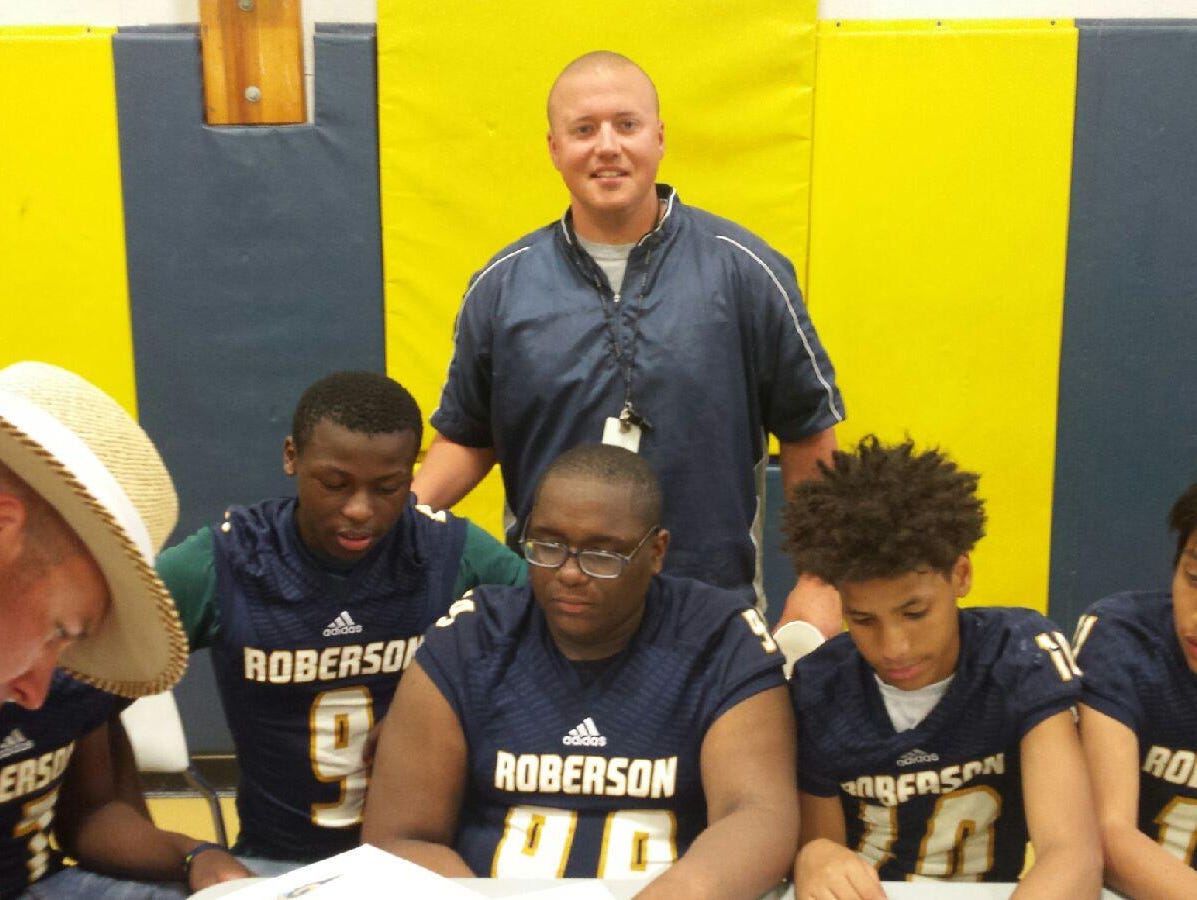 Incoming freshmen for the Roberson football program took part in a "commitment ceremony" earlier this week in Skyland.