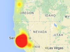 A map from Downdetector.com showing an Internet outage that hit Comcast customers on Monday, June 1, 2015.