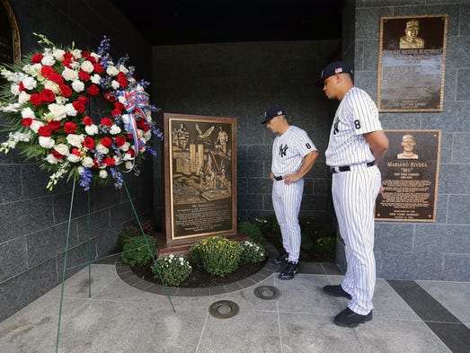 Sept. 11: Yankees pitcher Dellin Betances, right, and