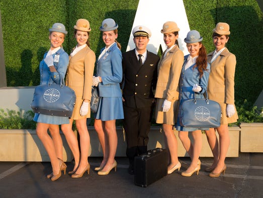 The flight crew prepares to take a gathering of guests