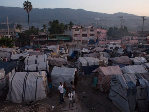 Many people continue to live in tent cities that sprung