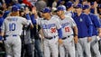Game 2 in Chicago: Dodgers manager Dave Roberts celebrates