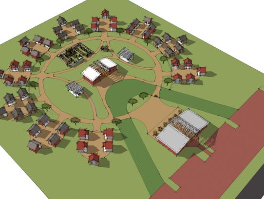 An aerial view of Joppa's proposed tiny-home village,