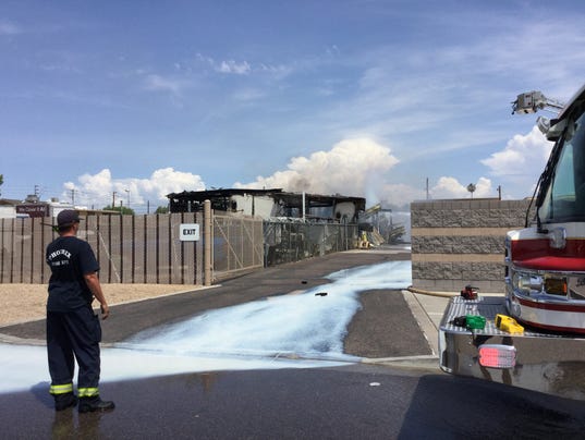 Pool supplier catches fire