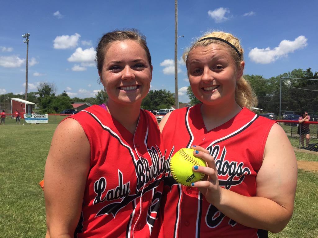 Home runs by Regan Green, left, on the first pitch she saw in the first inning and Kelsie Joseph in the fifth inning keyed Laurel’s 8-0 win over Padua Tuesday.
