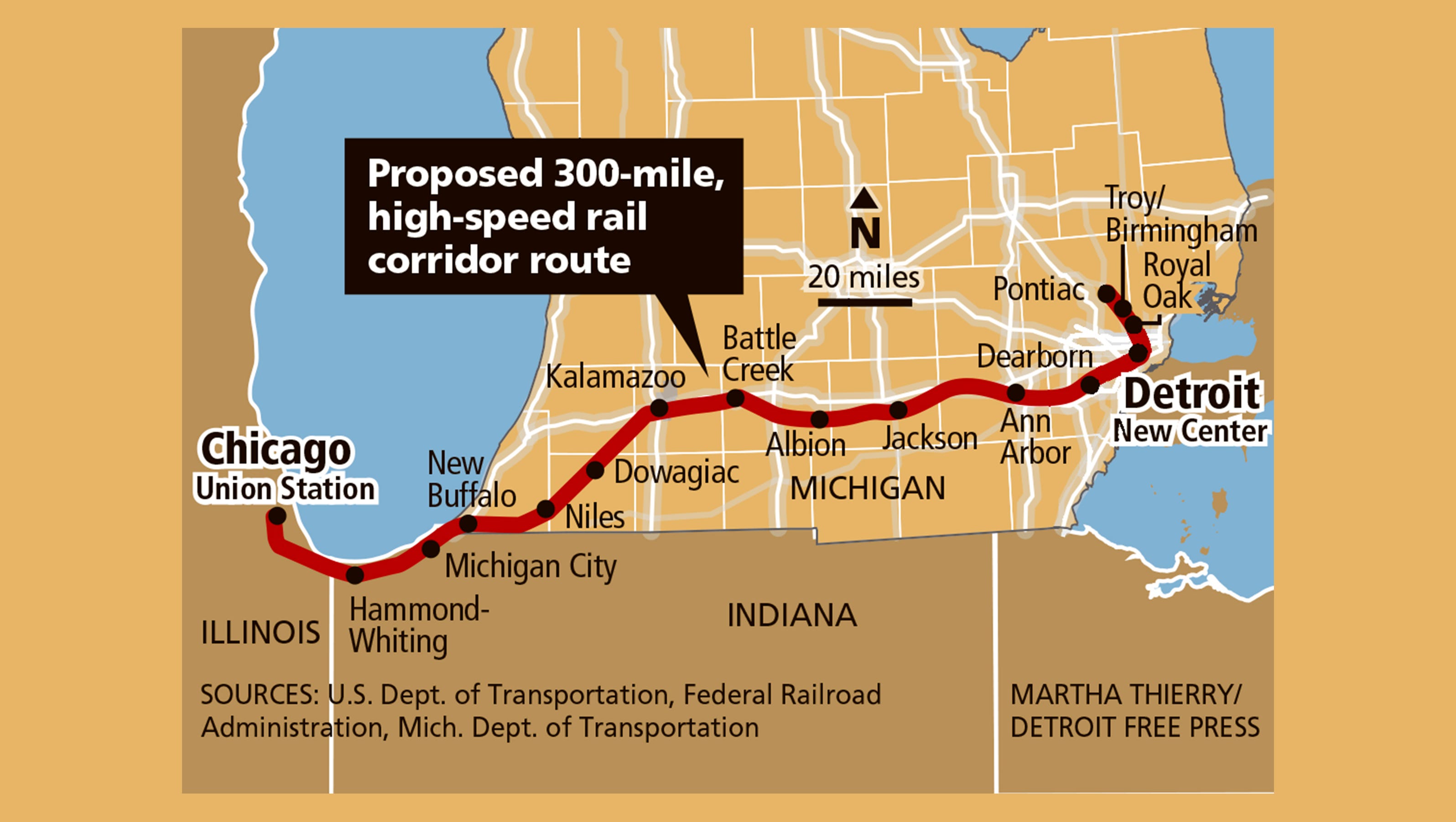 Highspeed rail would boost roundtrips between Detroit and Chicago