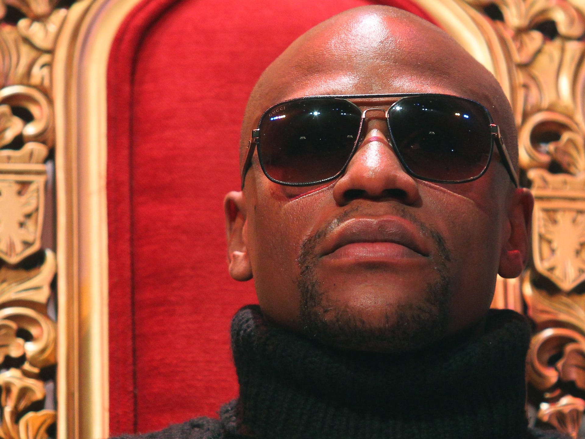 Mayweather during the Feb. 2012 press conference announcing his fight against Miguel Cotto.