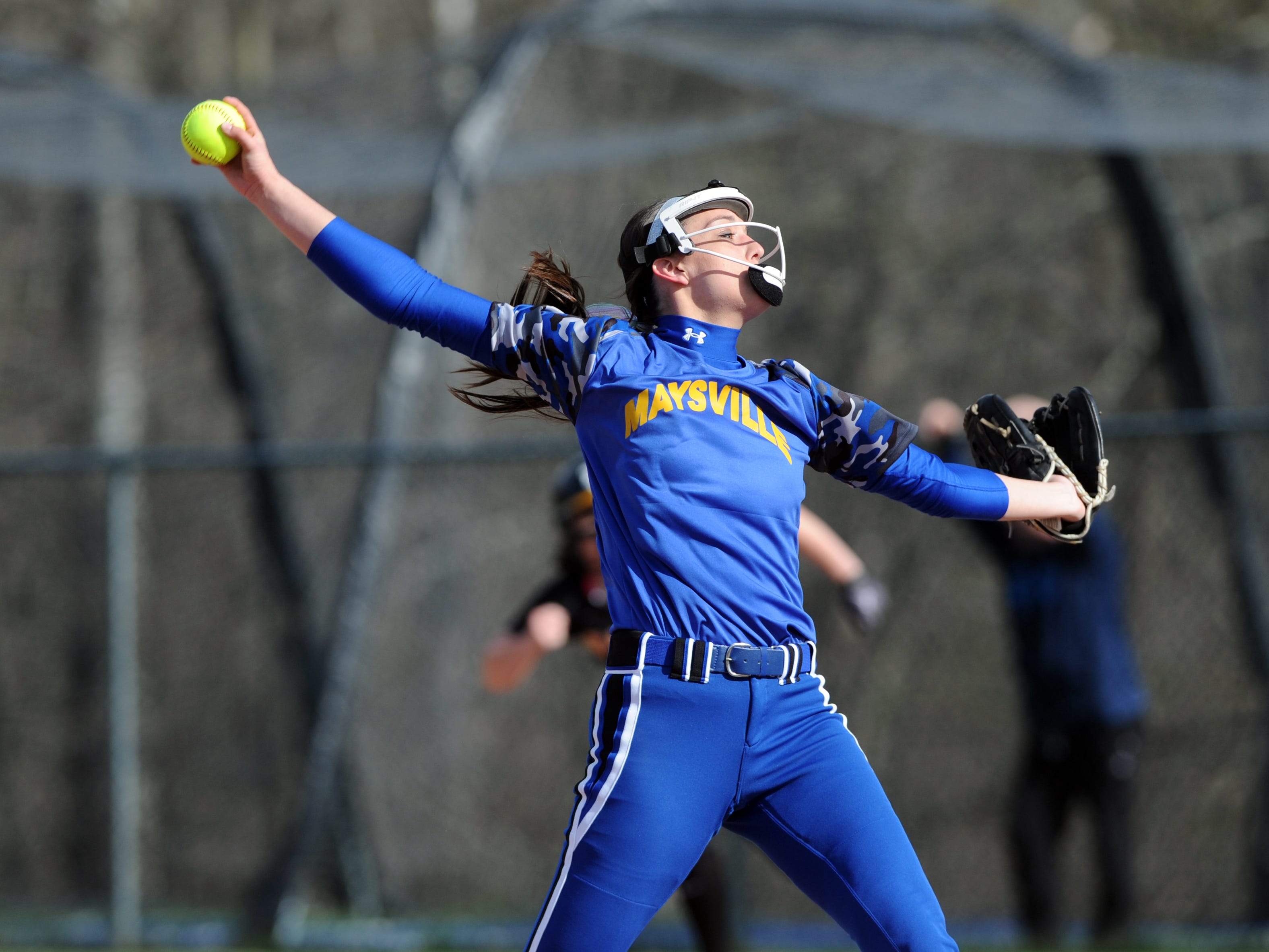 Maysville’s Madison Riggle pitches against Tri-Valley. The Panthers shut out the Scotties 5-0 on Wednesday night.