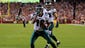 Philadelphia Eagles wide receiver DeSean Jackson (10) celebrates after scoring a touchdown against the Washington Redskins in the first quarter at FedEx Field.