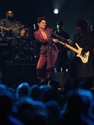 British singer Jessie J, sporting a very Prince-esque