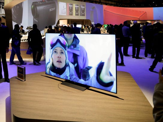 A new X93D series BRAVIA 4K LCD TV sits on display