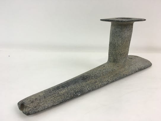 A steatite platform pipe appearing to be from the Woodland