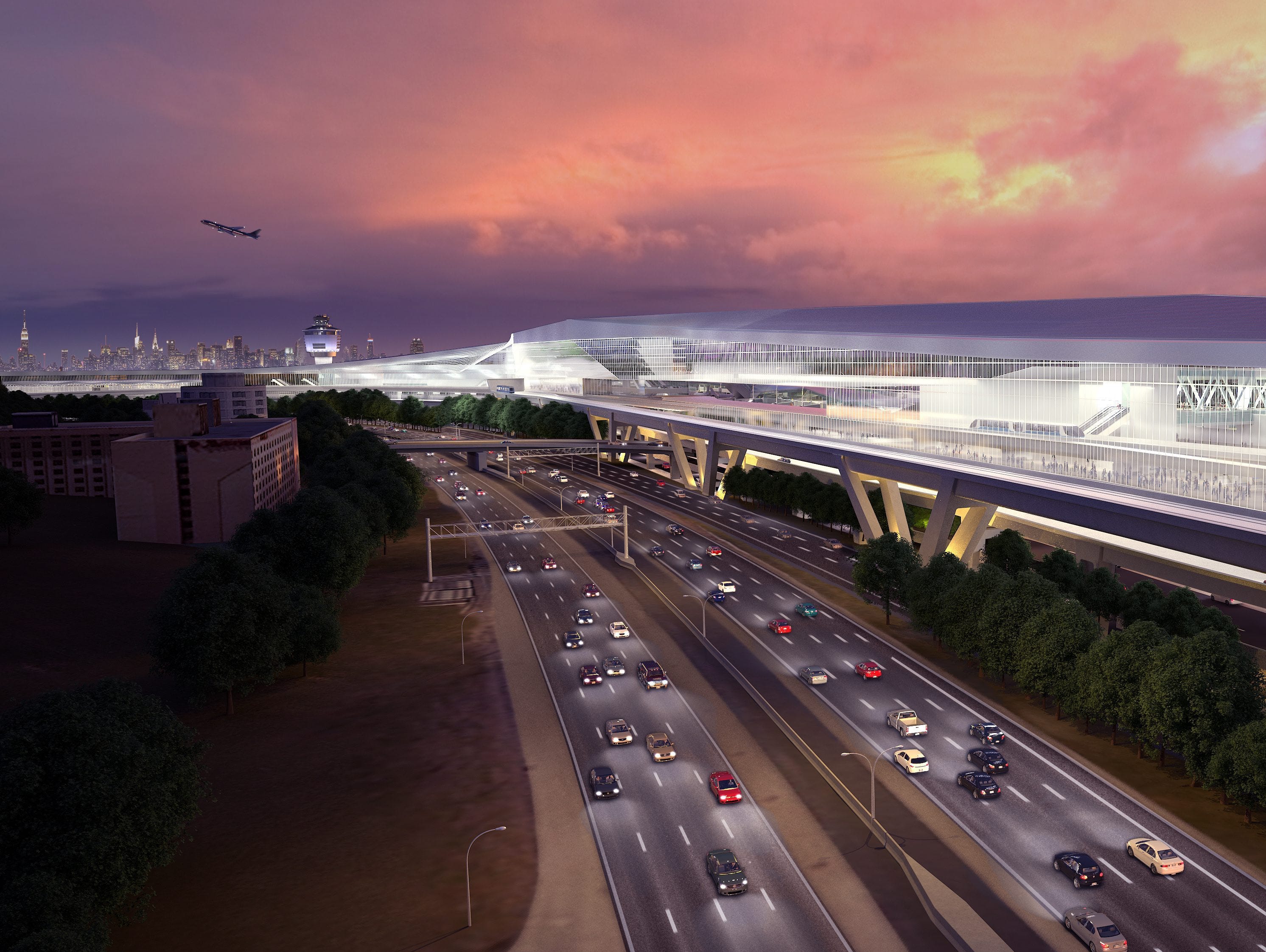 This rendering provided by New York Gov. Andrew Cuomo's office shows the proposed overhaul of New York LaGuardia Airport.