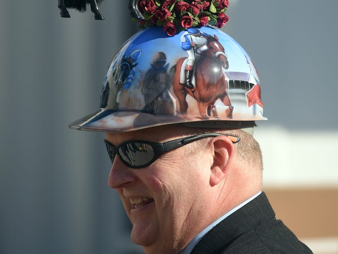 LOUISVILLE, KY - MAY 03: Skip Koepnick of Wyoming, Michigan looks on wearing a festive hat prior to the 140th running of the Kentucky Derby at Churchill Downs on May 3, 2014 in Louisville, Kentucky.  (Photo by Dylan Buell/Getty Images)