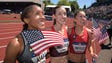 Marielle Hall (left) and Molly Huddle (middle) and